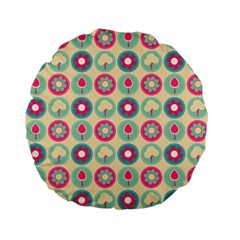 Chic Floral Pattern Standard 15  Premium Flano Round Cushions by GardenOfOphir