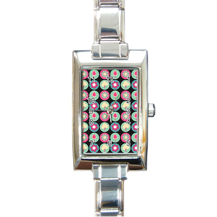 Chic Floral Pattern Rectangle Italian Charm Watches