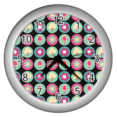 Chic Floral Pattern Wall Clocks (silver) 