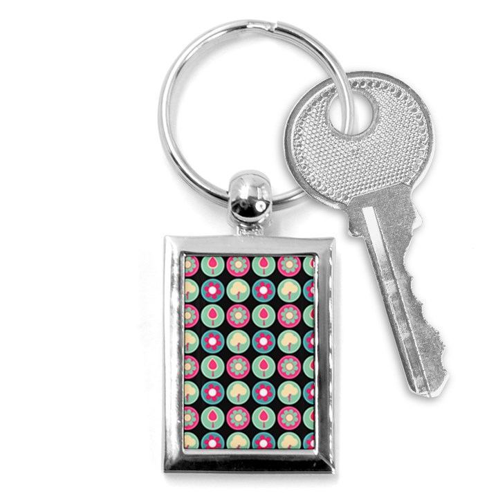 Chic Floral Pattern Key Chains (Rectangle) 