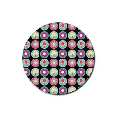 Chic Floral Pattern Rubber Round Coaster (4 Pack)  by GardenOfOphir