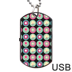 Chic Floral Pattern Dog Tag Usb Flash (two Sides)  by GardenOfOphir