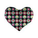 Chic Floral Pattern Standard 16  Premium Heart Shape Cushions Front