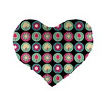 Chic Floral Pattern Standard 16  Premium Heart Shape Cushions Back