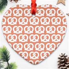 Salmon Pretzel Illustrations Pattern Ornament (heart)  by GardenOfOphir