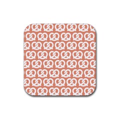 Salmon Pretzel Illustrations Pattern Rubber Coaster (square)  by GardenOfOphir