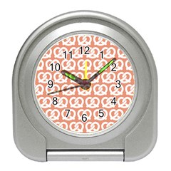 Salmon Pretzel Illustrations Pattern Travel Alarm Clocks by GardenOfOphir