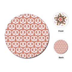 Salmon Pretzel Illustrations Pattern Playing Cards (round)  by GardenOfOphir