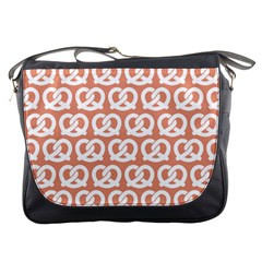 Salmon Pretzel Illustrations Pattern Messenger Bags by GardenOfOphir