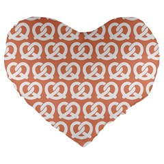 Salmon Pretzel Illustrations Pattern Large 19  Premium Heart Shape Cushions by GardenOfOphir