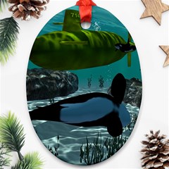 Submarine With Orca Ornament (oval)  by FantasyWorld7