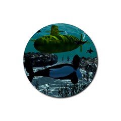 Submarine With Orca Rubber Coaster (round)  by FantasyWorld7