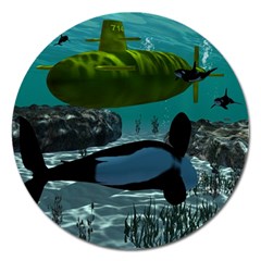 Submarine With Orca Magnet 5  (round) by FantasyWorld7