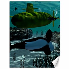 Submarine With Orca Canvas 36  X 48   by FantasyWorld7