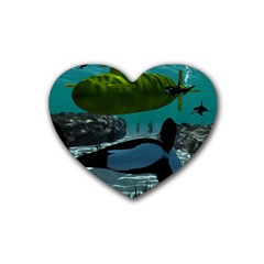 Submarine With Orca Rubber Coaster (heart)  by FantasyWorld7