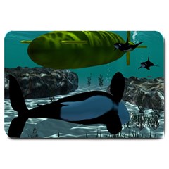 Submarine With Orca Large Doormat  by FantasyWorld7