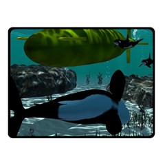 Submarine With Orca Fleece Blanket (small) by FantasyWorld7