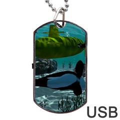 Submarine With Orca Dog Tag Usb Flash (two Sides)  by FantasyWorld7