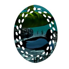 Submarine With Orca Oval Filigree Ornament (2-side) 