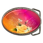 Beautiful Roses With Dragonflies Belt Buckles Front