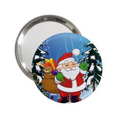 Funny Santa Claus In The Forrest 2 25  Handbag Mirrors by FantasyWorld7