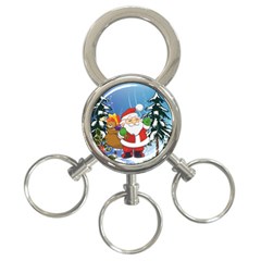 Funny Santa Claus In The Forrest 3-ring Key Chains by FantasyWorld7