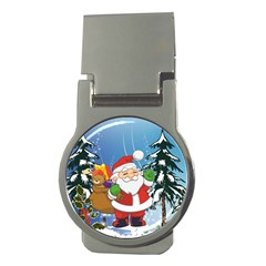 Funny Santa Claus In The Forrest Money Clips (round)  by FantasyWorld7