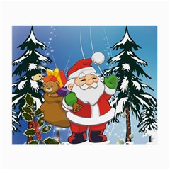 Funny Santa Claus In The Forrest Small Glasses Cloth (2-side) by FantasyWorld7