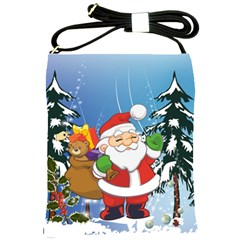 Funny Santa Claus In The Forrest Shoulder Sling Bags by FantasyWorld7