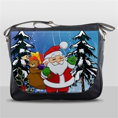 Funny Santa Claus In The Forrest Messenger Bags by FantasyWorld7