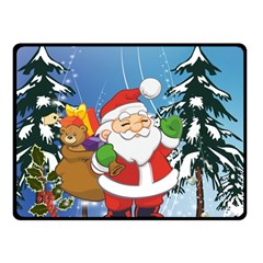 Funny Santa Claus In The Forrest Double Sided Fleece Blanket (small)  by FantasyWorld7