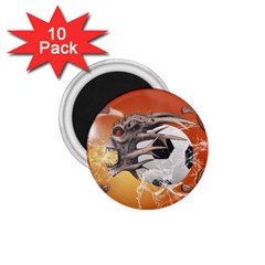 Soccer With Skull And Fire And Water Splash 1 75  Magnets (10 Pack)  by FantasyWorld7