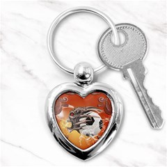 Soccer With Skull And Fire And Water Splash Key Chains (heart)  by FantasyWorld7