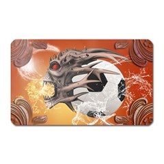 Soccer With Skull And Fire And Water Splash Magnet (rectangular) by FantasyWorld7