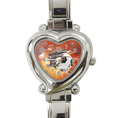 Soccer With Skull And Fire And Water Splash Heart Italian Charm Watch by FantasyWorld7