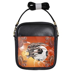 Soccer With Skull And Fire And Water Splash Girls Sling Bags by FantasyWorld7