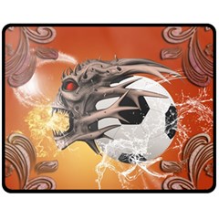 Soccer With Skull And Fire And Water Splash Fleece Blanket (medium)  by FantasyWorld7