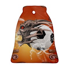 Soccer With Skull And Fire And Water Splash Bell Ornament (2 Sides) by FantasyWorld7