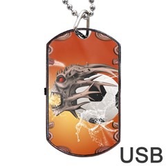 Soccer With Skull And Fire And Water Splash Dog Tag Usb Flash (one Side) by FantasyWorld7