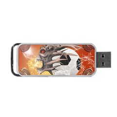 Soccer With Skull And Fire And Water Splash Portable Usb Flash (two Sides) by FantasyWorld7