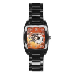 Soccer With Skull And Fire And Water Splash Stainless Steel Barrel Watch by FantasyWorld7