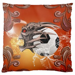 Soccer With Skull And Fire And Water Splash Standard Flano Cushion Cases (two Sides)  by FantasyWorld7