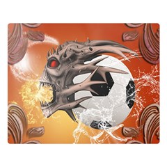 Soccer With Skull And Fire And Water Splash Double Sided Flano Blanket (large)  by FantasyWorld7