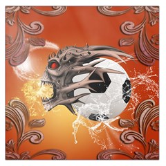 Soccer With Skull And Fire And Water Splash Large Satin Scarf (square) by FantasyWorld7