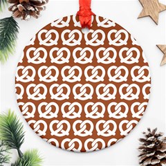 Brown Pretzel Illustrations Pattern Ornament (round)  by GardenOfOphir