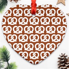 Brown Pretzel Illustrations Pattern Ornament (heart)  by GardenOfOphir