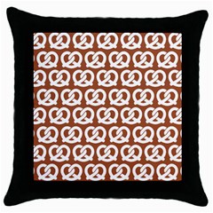 Brown Pretzel Illustrations Pattern Throw Pillow Cases (black) by GardenOfOphir