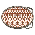 Brown Pretzel Illustrations Pattern Belt Buckles Front