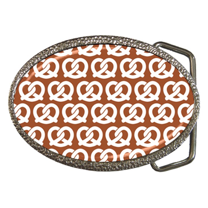 Brown Pretzel Illustrations Pattern Belt Buckles