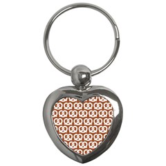 Brown Pretzel Illustrations Pattern Key Chains (heart)  by GardenOfOphir